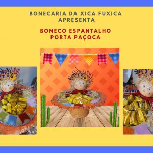 ESPANTALHO PORTA PAÇOCA NO CHAPÉU DE PALHA