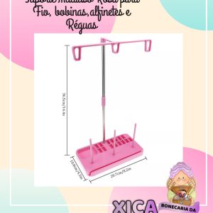 SUPORTE MULTIUSO ROSA PARA FIOS, BOBINAS , ALFINETES E RÉGUAS